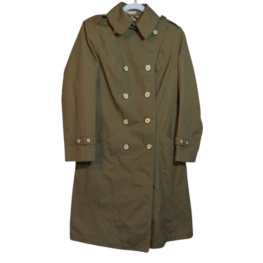 Fleet Street Rain Shine Classic Tan Double-Breasted Women's Trench Coat Size 10